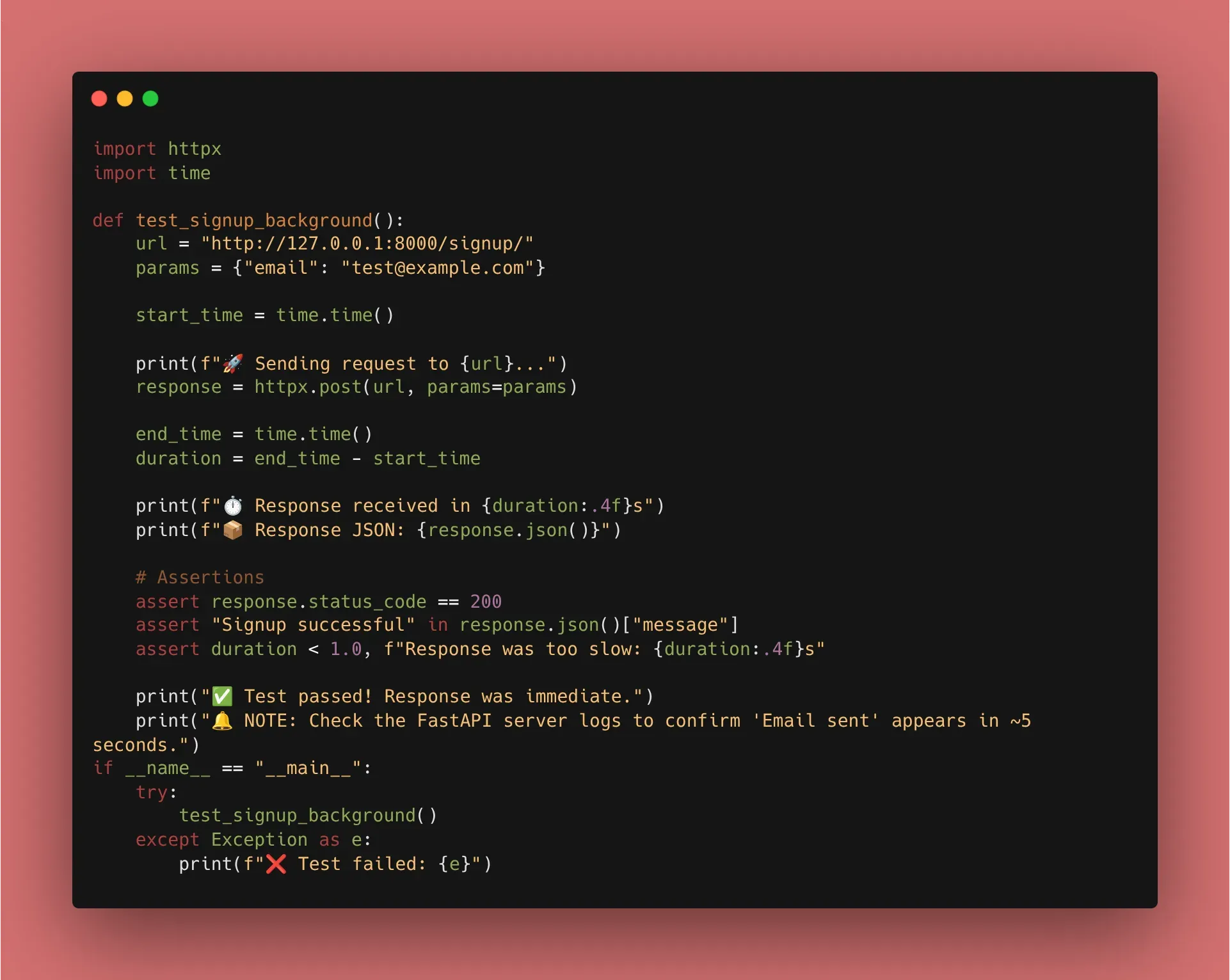 Background tasks test